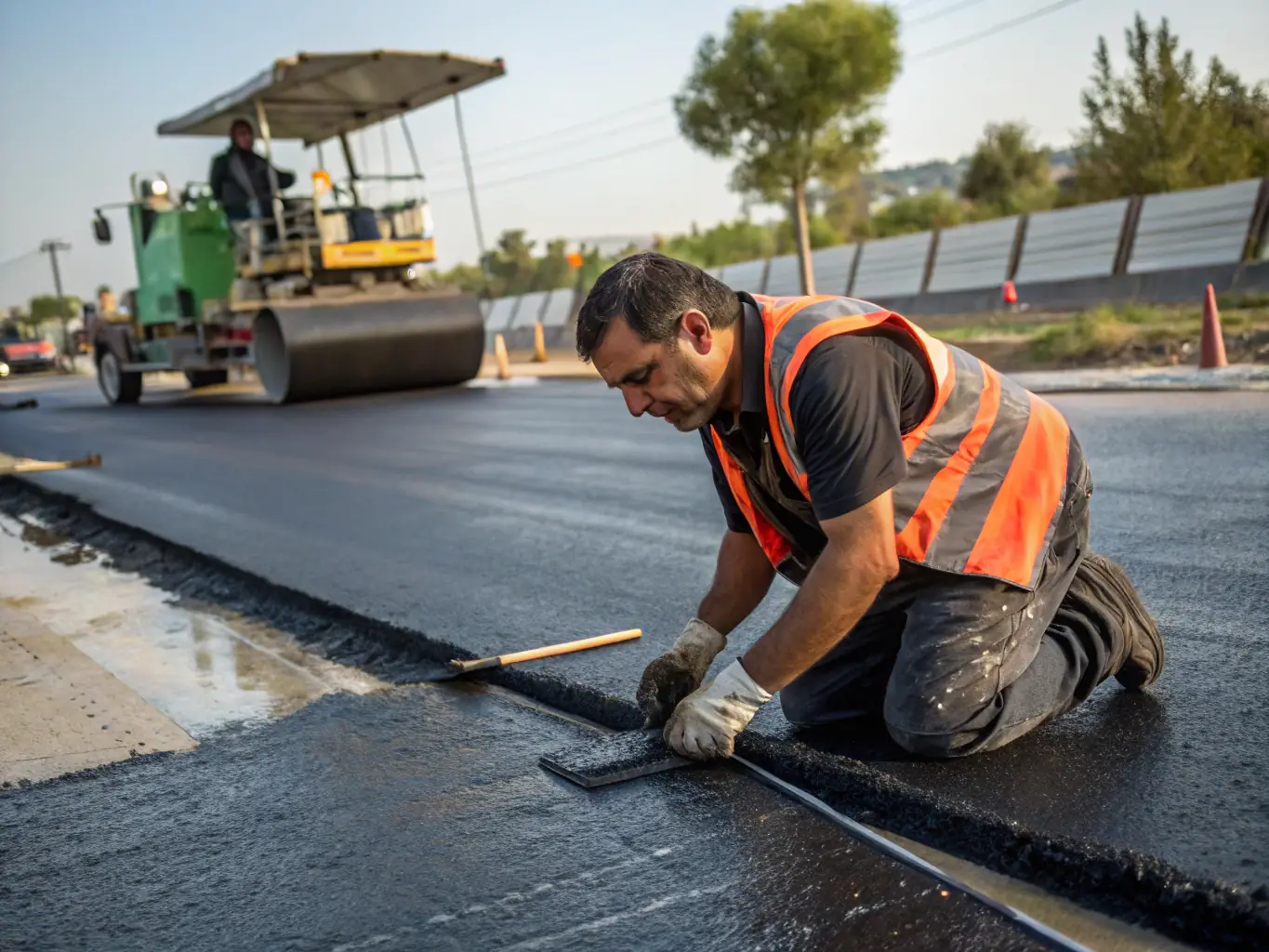 A detailed image of Blown Bitumen being used in a roofing application, highlighting its waterproofing capabilities and resistance to extreme weather conditions.
